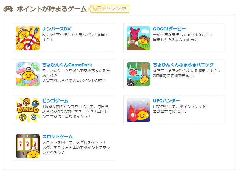 ちょびリッチ　ゲーム