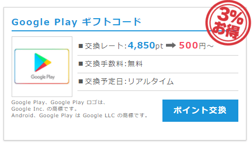 ポイントインカム✕Google Playギフトコード