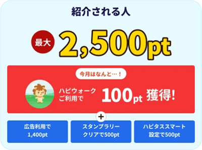友達紹介ハピウォーク2500